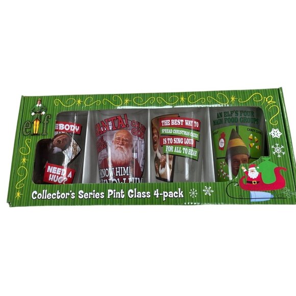 Elf Collector's Series Pint Glass 4-Pack, NWB - SKU 1637 - Picture 1 of 4